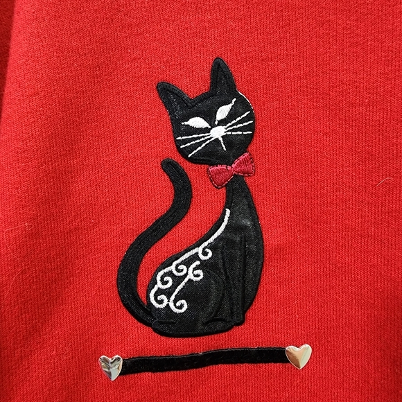 Vintage Y2K Jerzees collared cat applique sweatshirt woman's size large - Picture 4 of 9